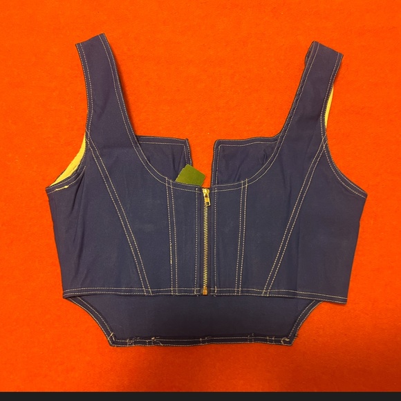 Love and Harmony slate blue contrasting seams denim bustier corset top NWT - Picture 6 of 14